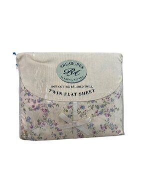 New Rachel Treasures Cotton Twin Flat Sheet Stratford Rose Shabby Chic Floral